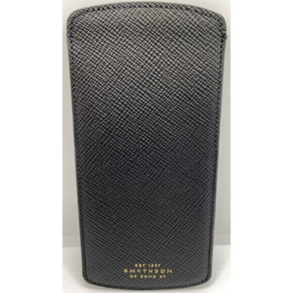 Smythson of Bond Street Panama Glasses Case Black Cross Grain Leather Spain - Picture 1 of 14